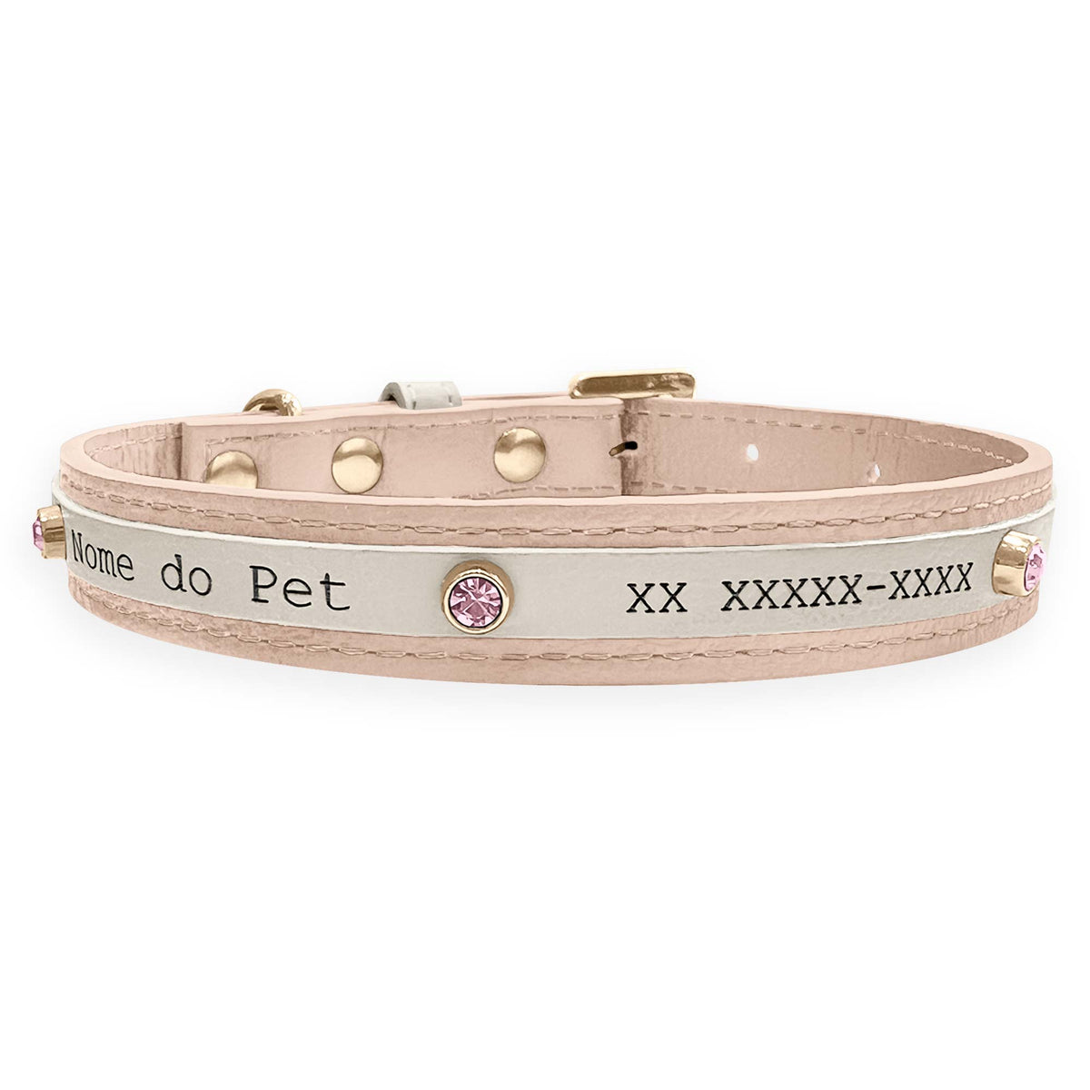 Coleira Personalizada para Cachorro com Strass | Aloha