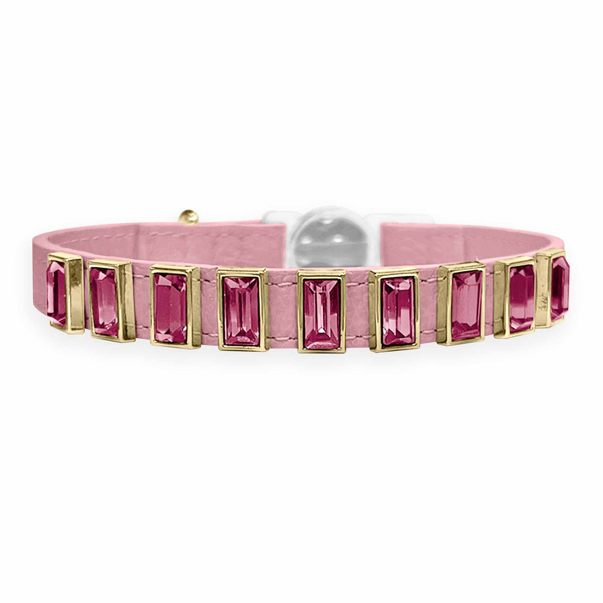 Coleira para Gato em Couro com Strass Retangular | Ivy