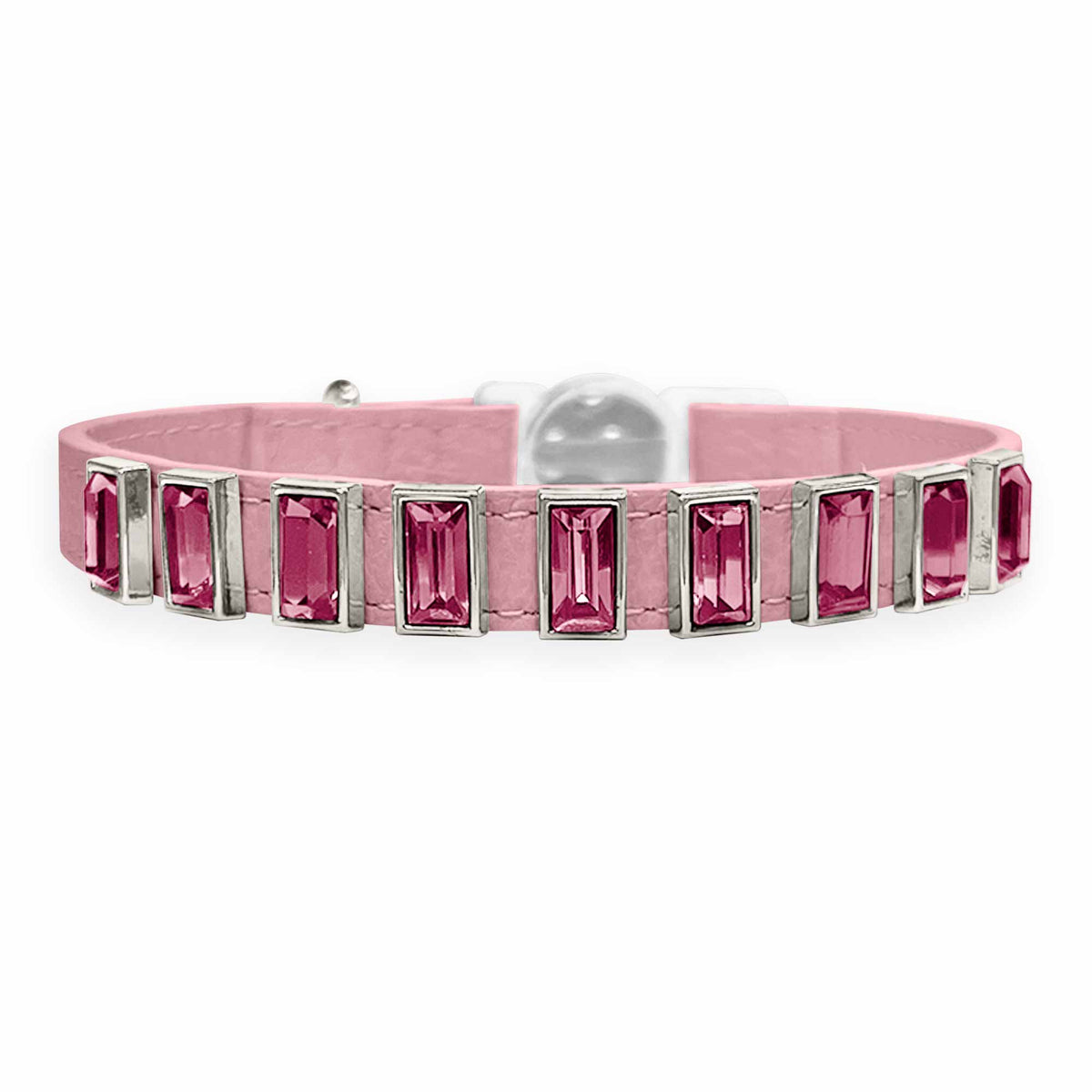 Coleira para Gato em Couro com Strass Retangular | Ivy