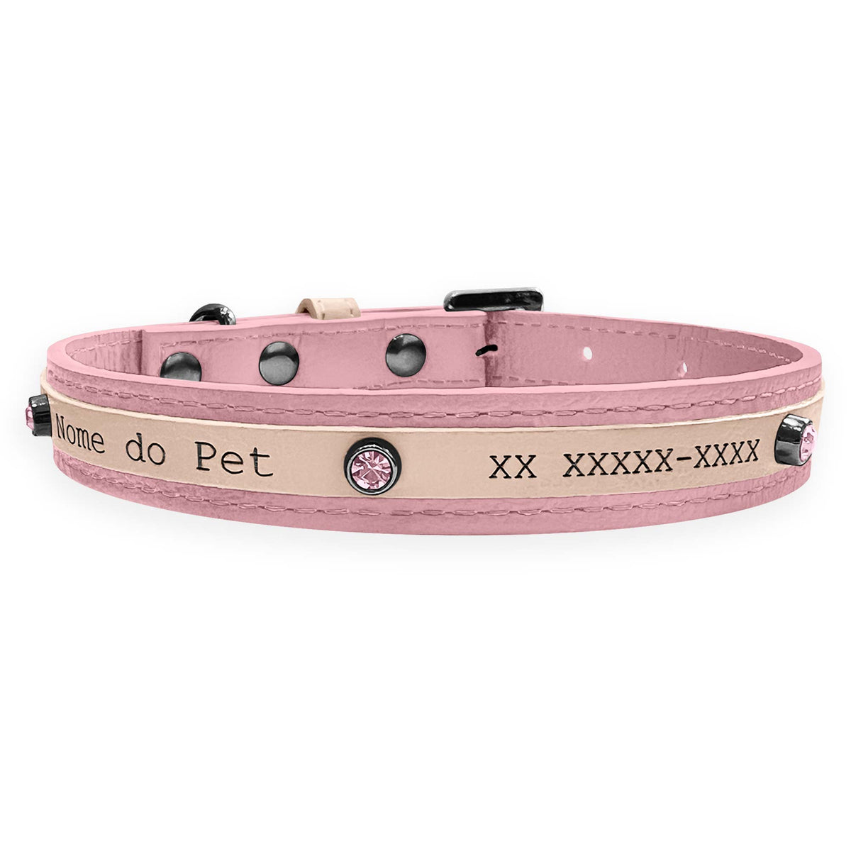 Coleira Personalizada para Cachorro com Strass | Aloha