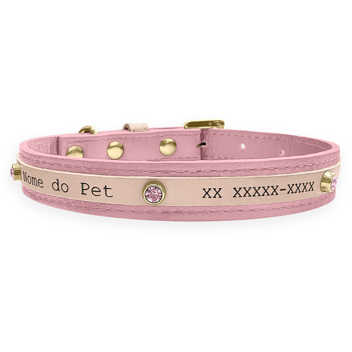 Coleira Personalizada para Cachorro com Strass | Aloha
