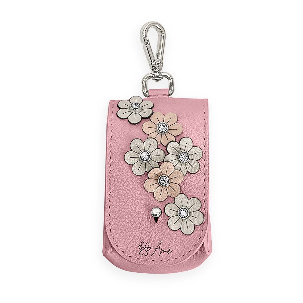 Porta Saquinhos Higiênicos de Couro com Flores | Prímula