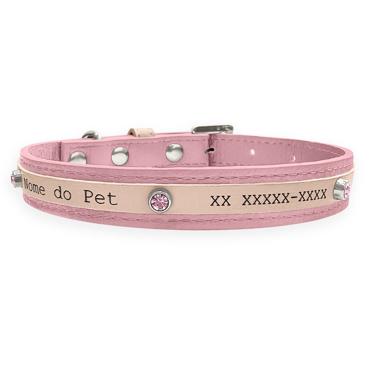 Coleira Personalizada para Cachorro com Strass | Aloha
