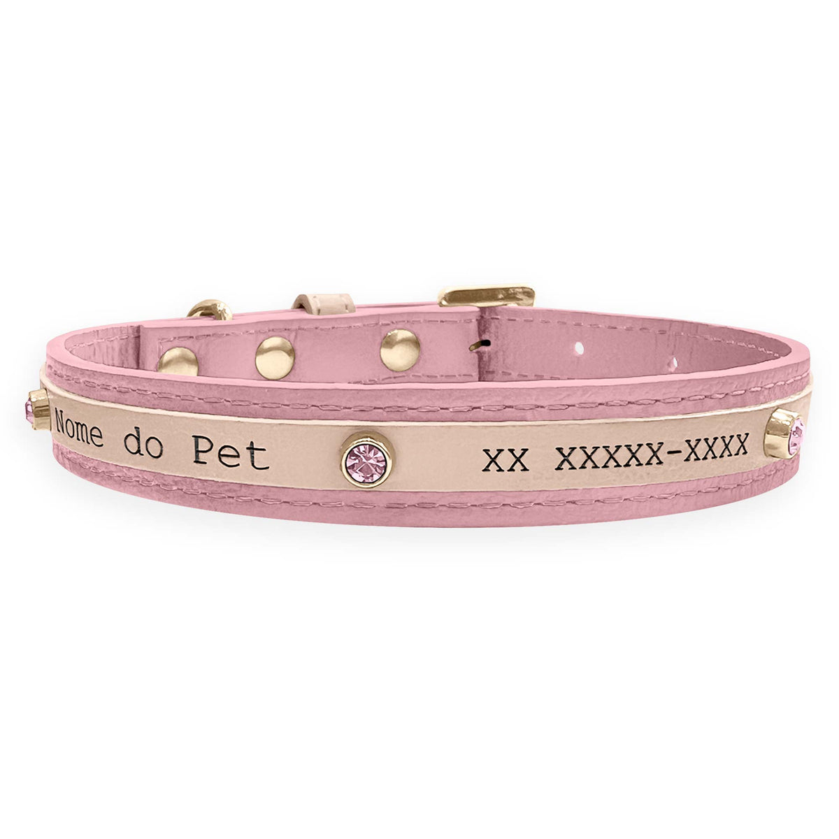 Coleira Personalizada para Cachorro com Strass | Aloha