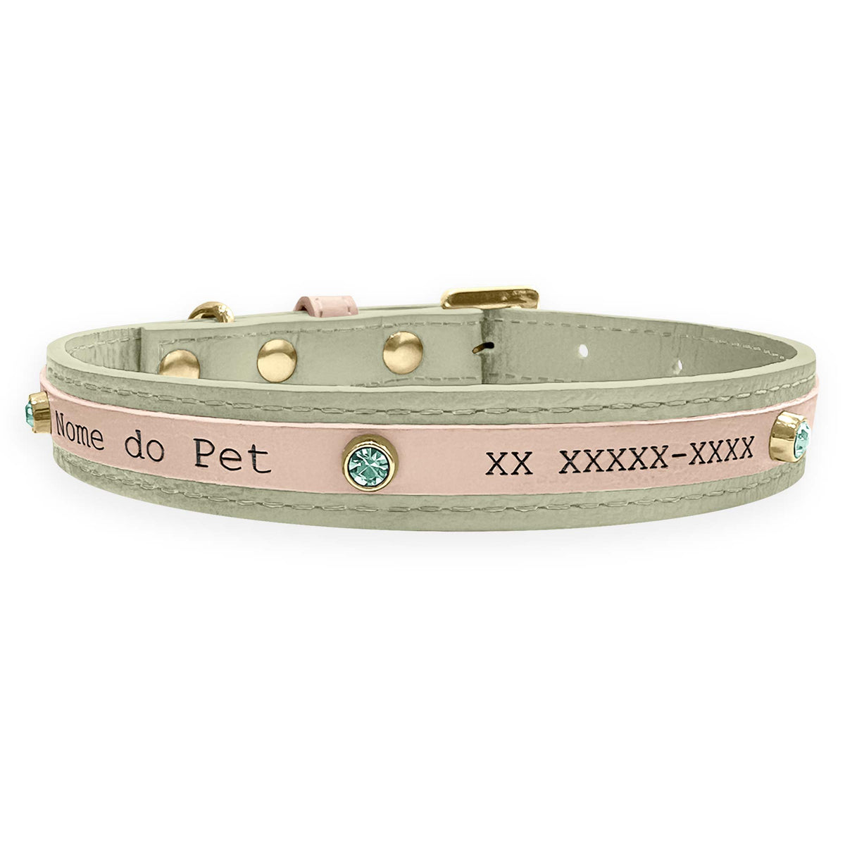 Coleira Personalizada para Cachorro com Strass | Aloha