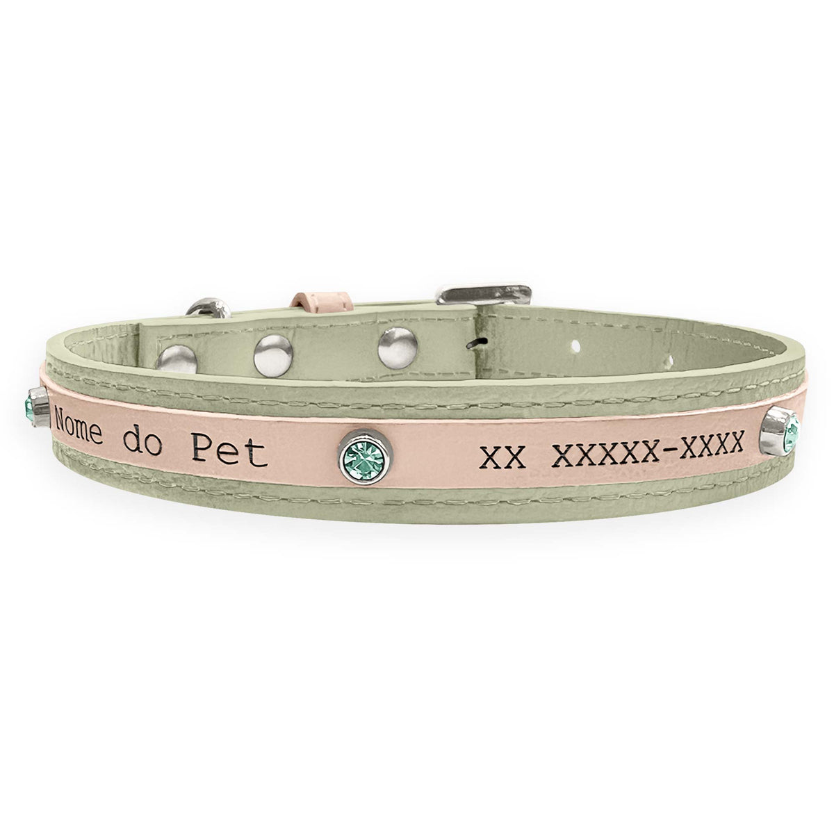 Coleira Personalizada para Cachorro com Strass | Aloha