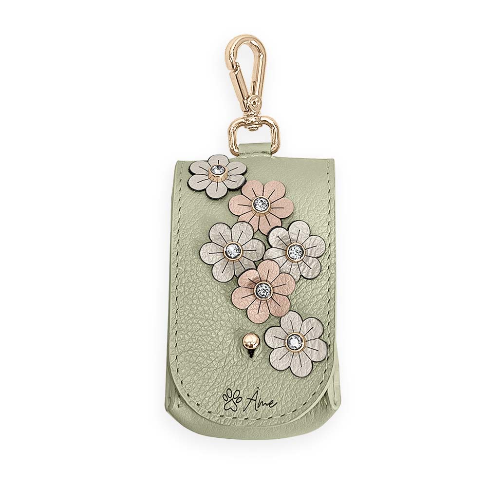 Porta Saquinhos Higiênicos de Couro com Flores | Prímula